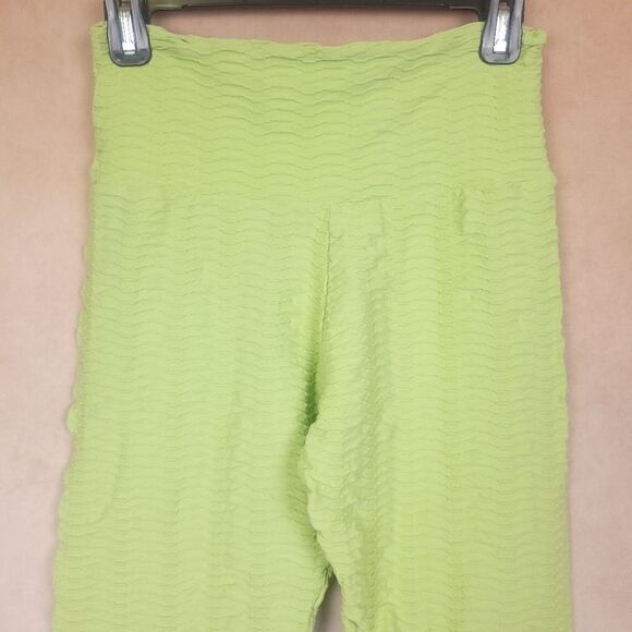 Booty by Branants Croco Leggings Palm Green Textured Workout Yoga Pants Size L - Picture 3 of 7